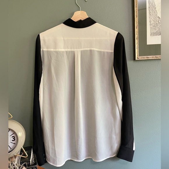 Halogen Color Block Sheer Button Down Blouse - Picture 3 of 9